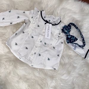 Janie & jack long sleeve blouse baby girl and bow